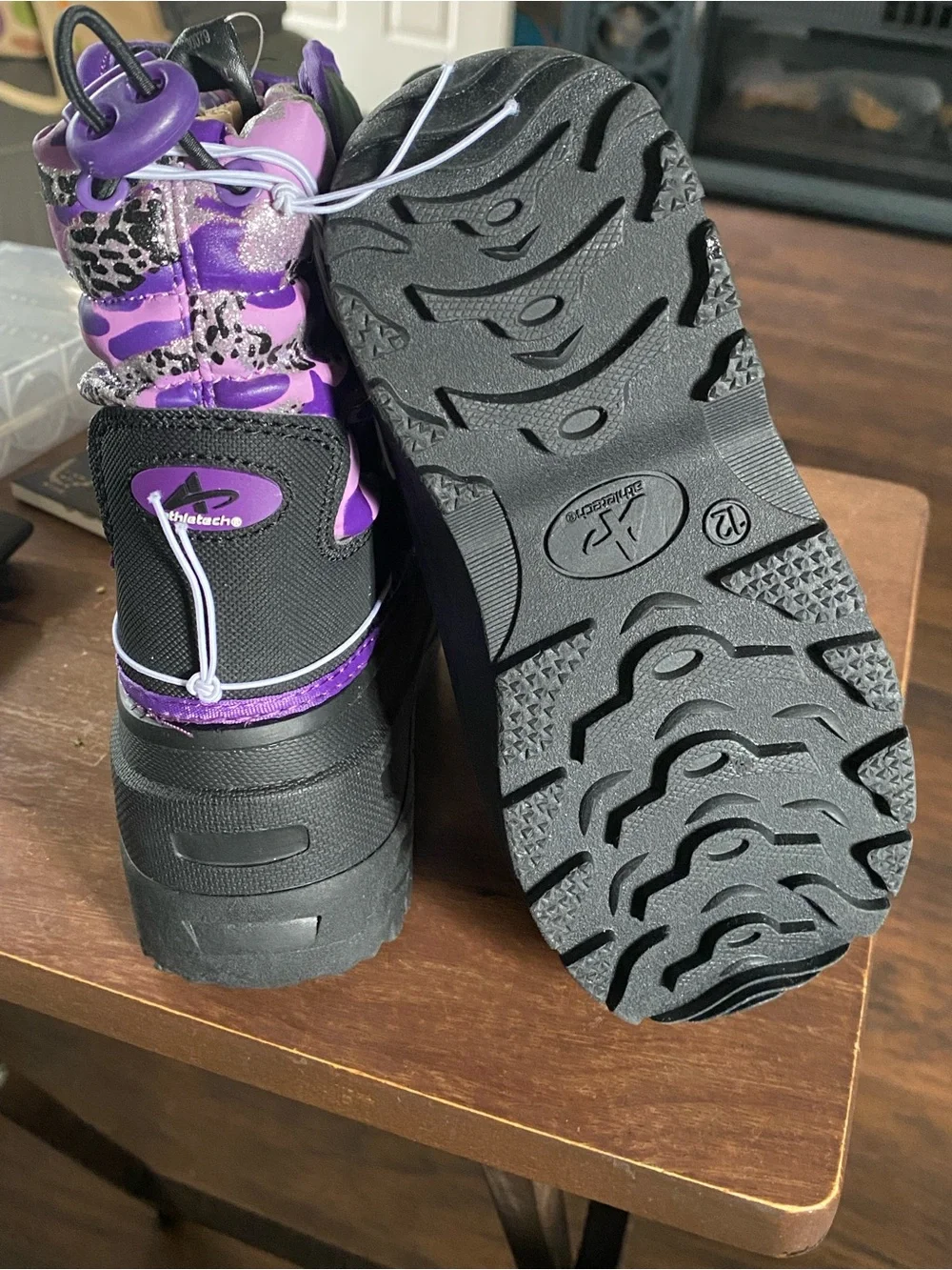 Kids Black and Purple Snow Boots - Cozy Waterproof Winter Boot